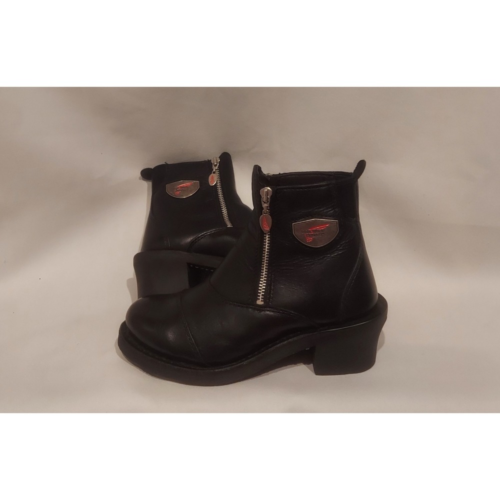 Red Wing Womens Black Leather Double Zip Motorcycle Biker Boots Size 6